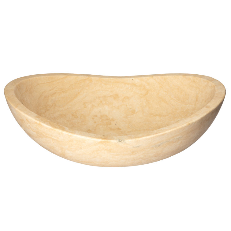 Beige Stone Canoe Shaped Bathroom Sink