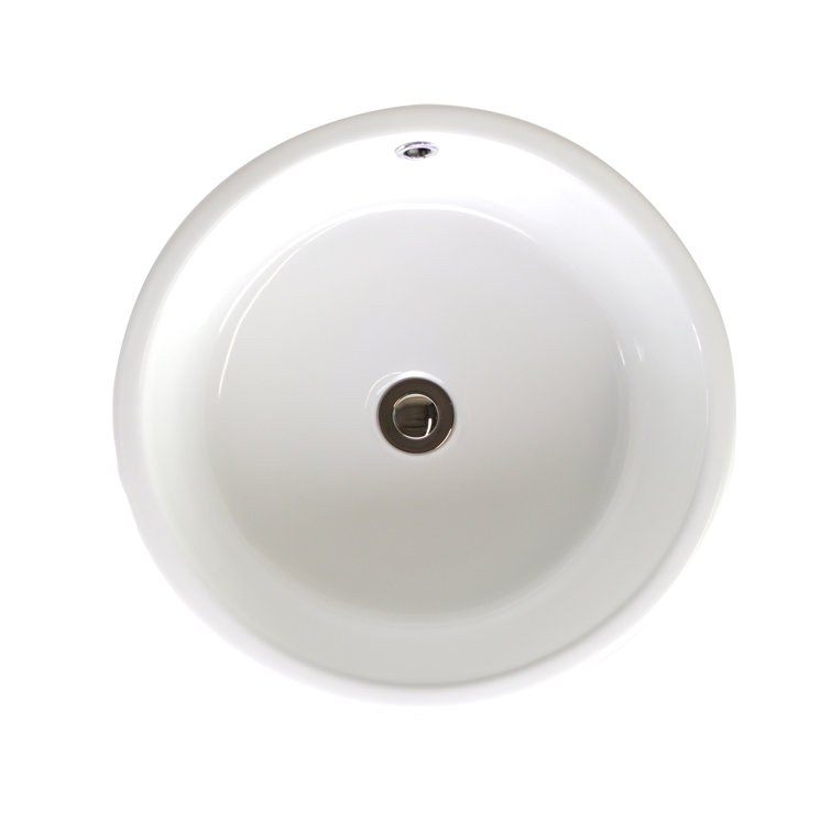 Sutherland 16" White Ceramic Round Vessel Sink with Overflow