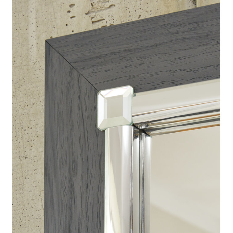 Gray 6-Drawer Dresser with Mirror and Chrome Accents