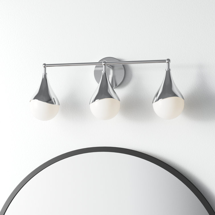 Ariana Polished Nickel 3-Light Outdoor Bath Bracket with Opal Glossy Shade