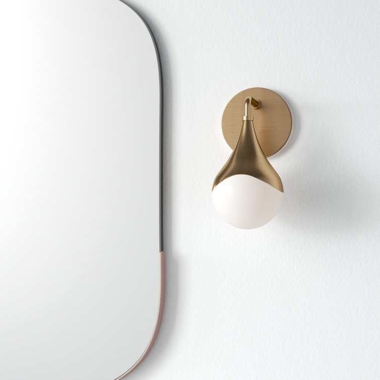 Algiers Aged Brass Single Light Dimmable Bath Sconce with Opal Glass