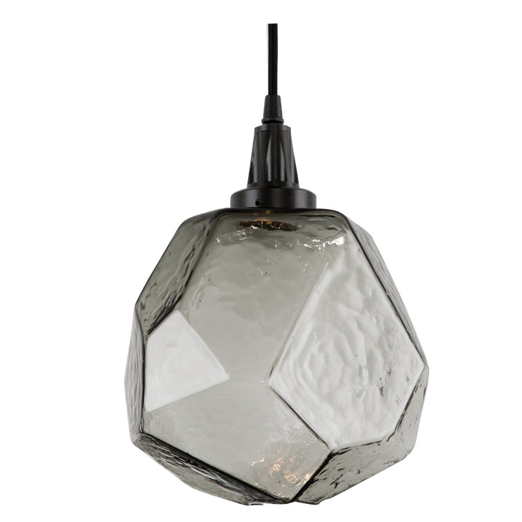 Gem LED Geometric Pendant in Matte Black with Smoke Glass