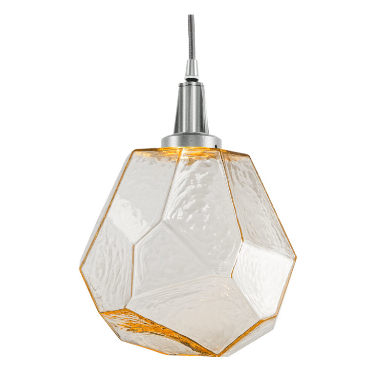Amber Glass and Satin Nickel LED Pendant Light