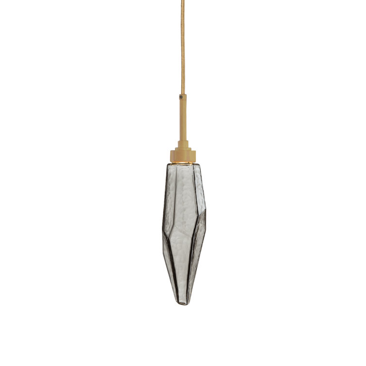 Gilded Brass Rock Crystal Mini LED Pendant in Matte Black