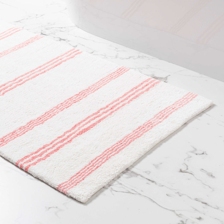Grey and White Striped Cotton Bath Rug 20" x 30"