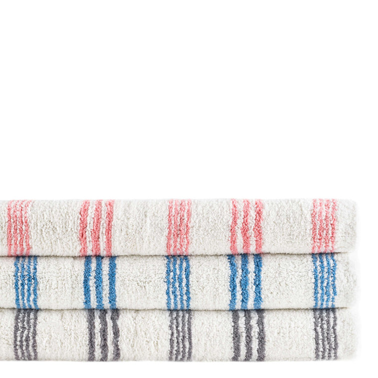 Grey and White Striped Cotton Bath Rug 20" x 30"