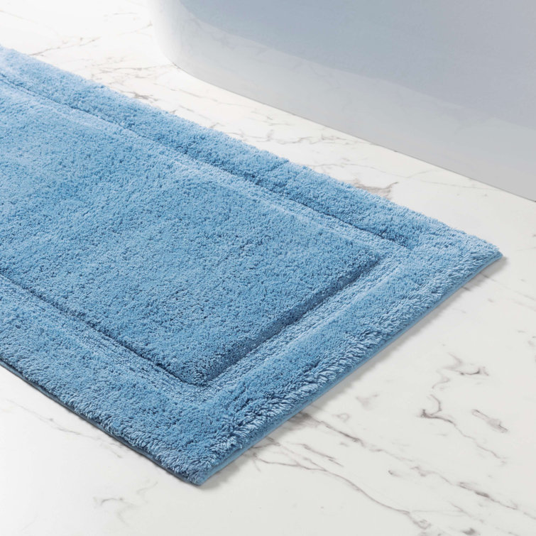 Small French Blue Cotton Bath Rug