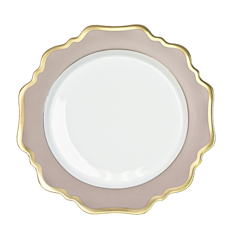Hand-Painted Porcelain Pink and Gold Salad Plate