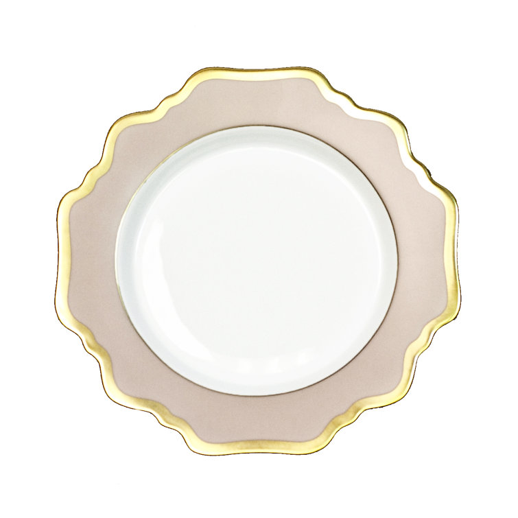Hand-Painted Porcelain Bread and Butter Plate with Gold Trim