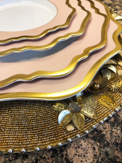 Hand-Painted Porcelain Pink and Gold Salad Plate