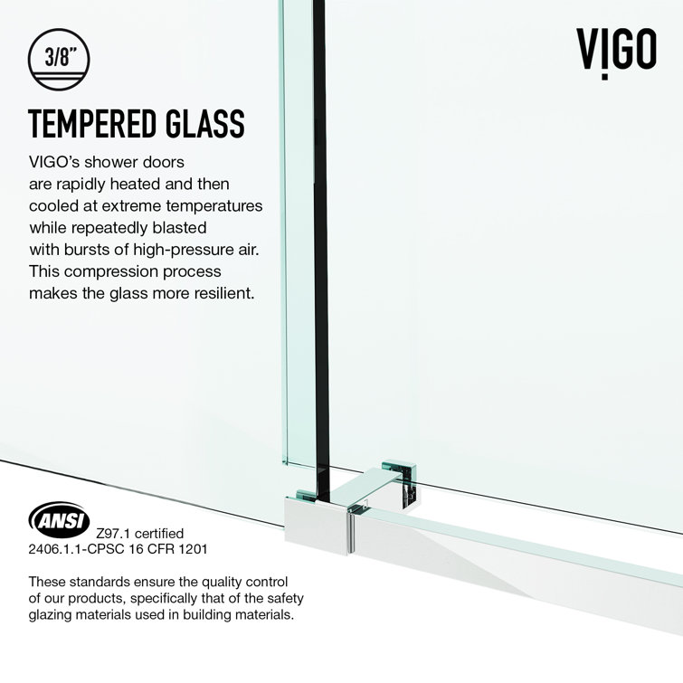 Elan E-Class 36'' D x 48'' W x 82'' H Frameless Chrome Shower Enclosure with Clear Glass