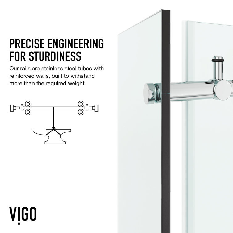 Elan E-Class 36'' D x 48'' W x 82'' H Frameless Chrome Shower Enclosure with Clear Glass