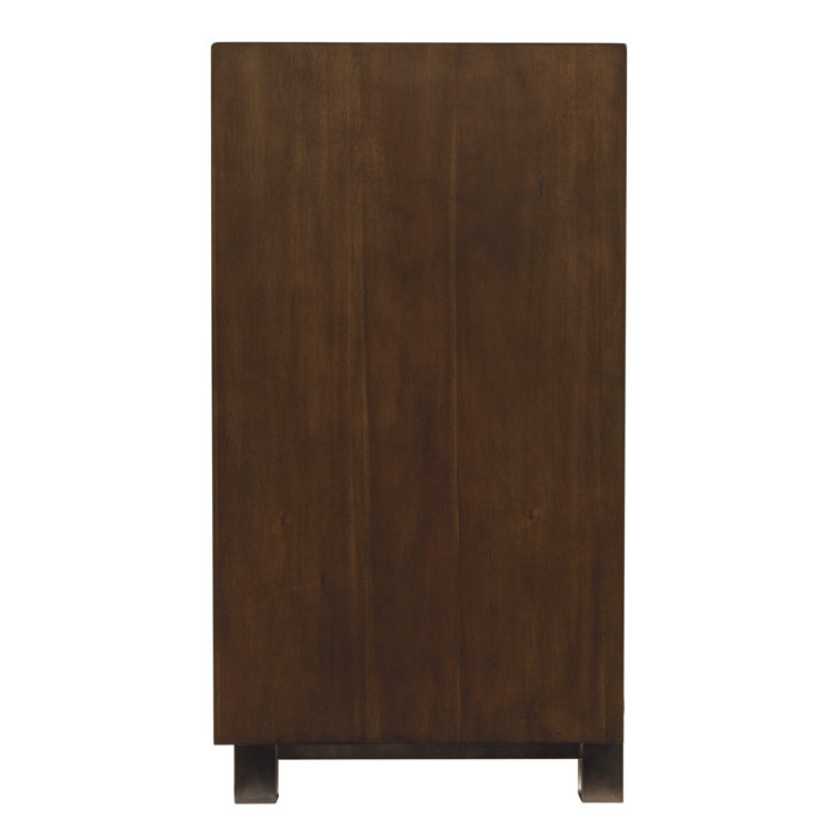 Brown Acacia Veneer TV Stand with Fireplace and Cabinets