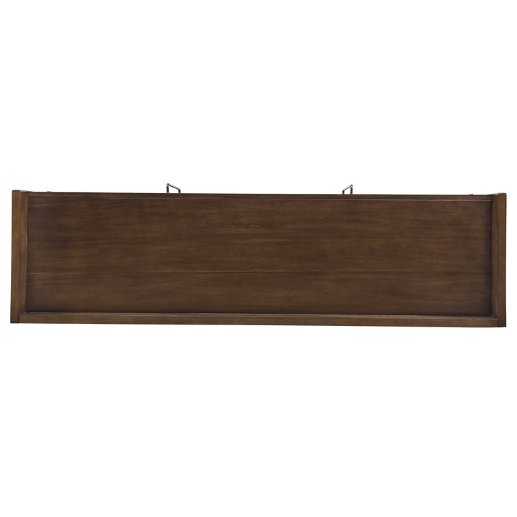 Brown Acacia Veneer TV Stand with Fireplace and Cabinets