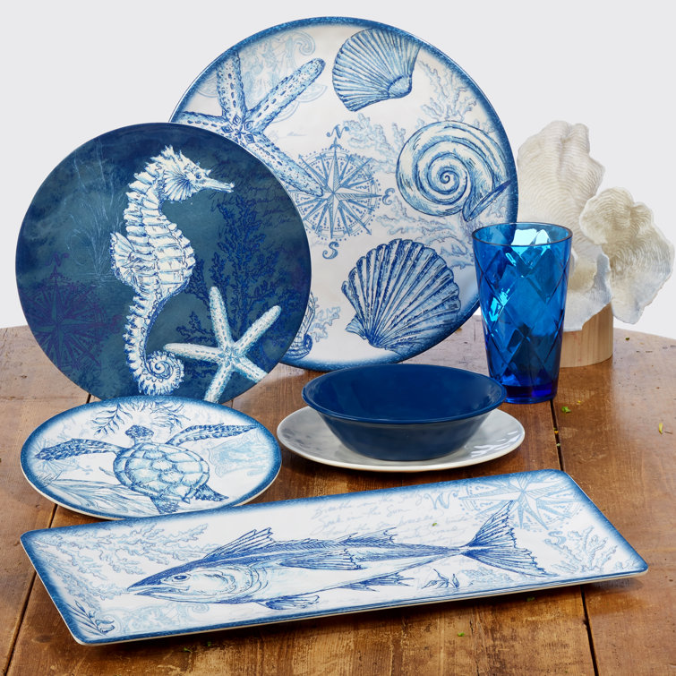 Oceanic Blue Melamine 10" Salad/Dessert Plates Set of 6