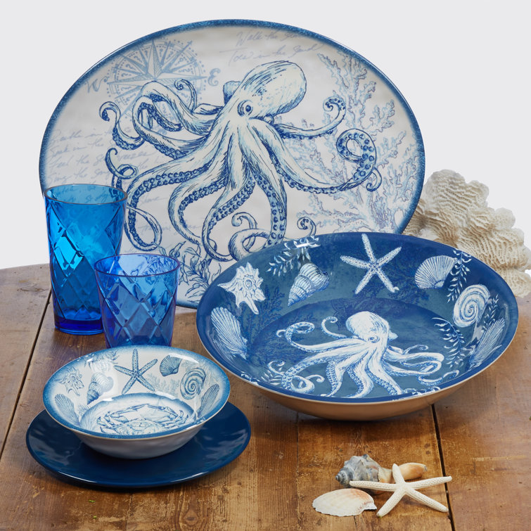 Oceanic Blue Melamine 10" Salad/Dessert Plates Set of 6