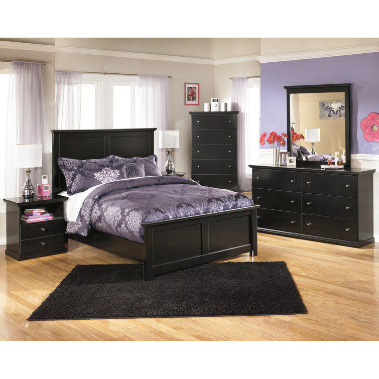 Black Contemporary 6-Drawer Dresser with Pewter Hardware