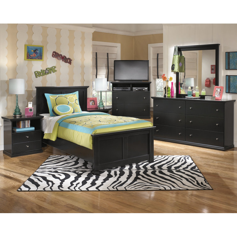 Black Contemporary 6-Drawer Dresser with Pewter Hardware