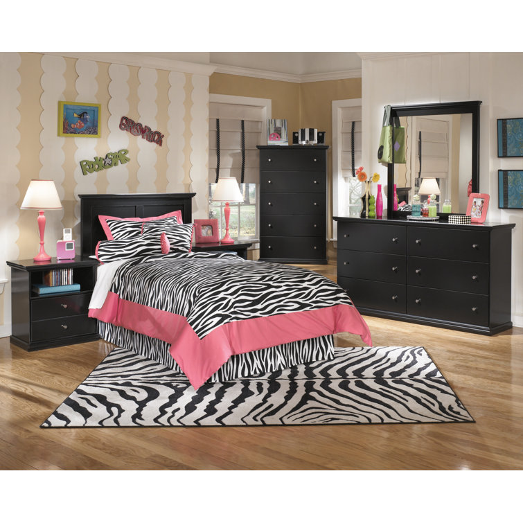 Black Contemporary 6-Drawer Dresser with Pewter Hardware