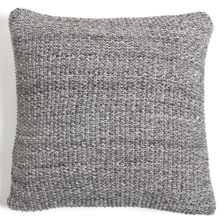 Charcoal Cotton Square Throw Pillow with Removable Insert