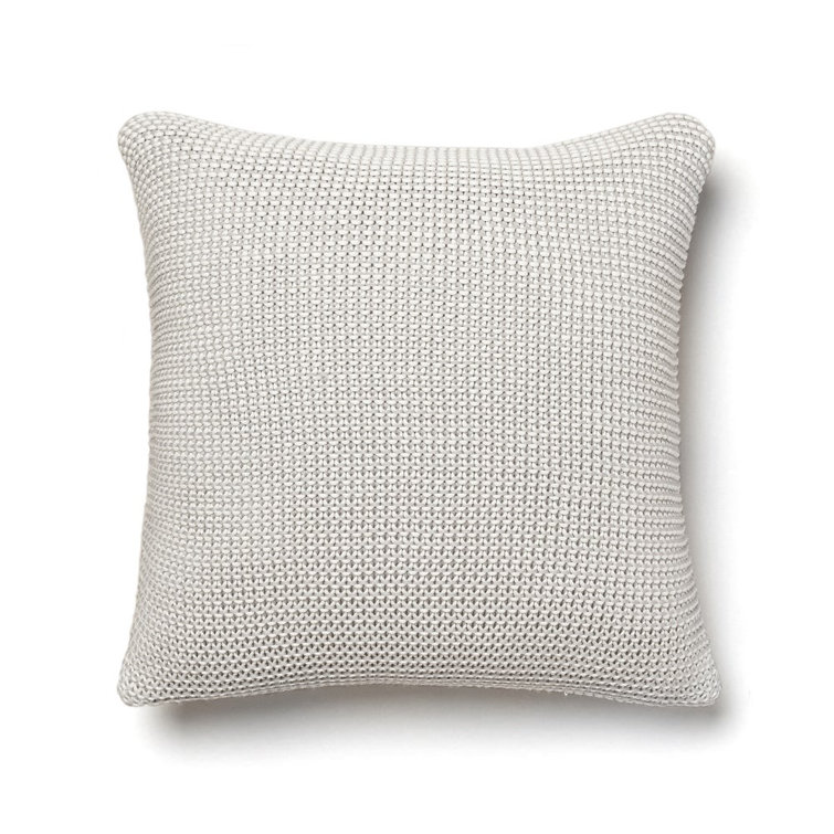 Edan Gray Cotton Square Throw Pillow with Removable Insert