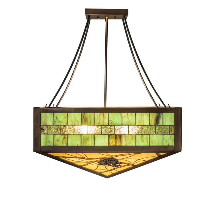 Mahogany Bronze 23" Semi-Flushmount with Green and Chocolate Glass