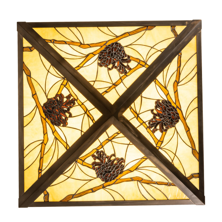 Mahogany Bronze 23" Semi-Flushmount with Green and Chocolate Glass