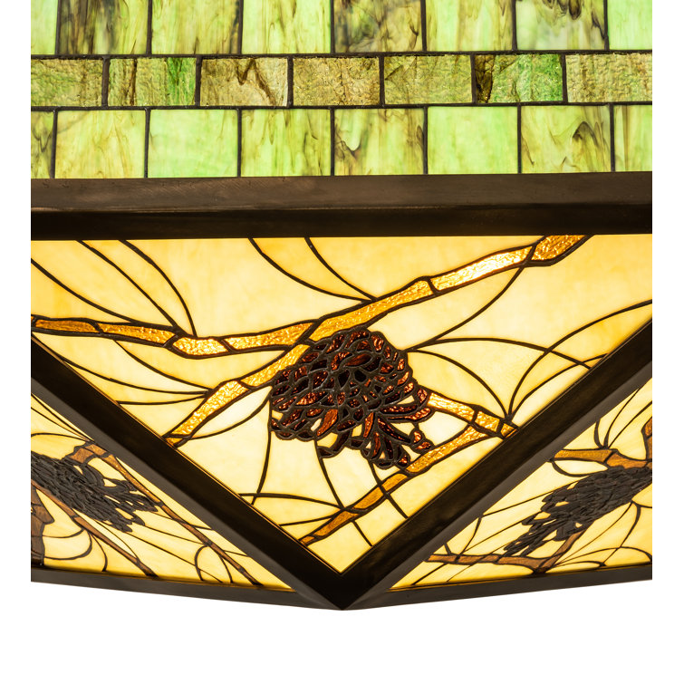 Mahogany Bronze 23" Semi-Flushmount with Green and Chocolate Glass