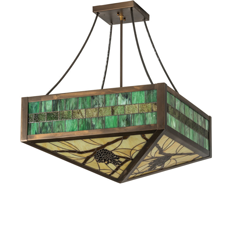 Mahogany Bronze 23" Semi-Flushmount with Green and Chocolate Glass