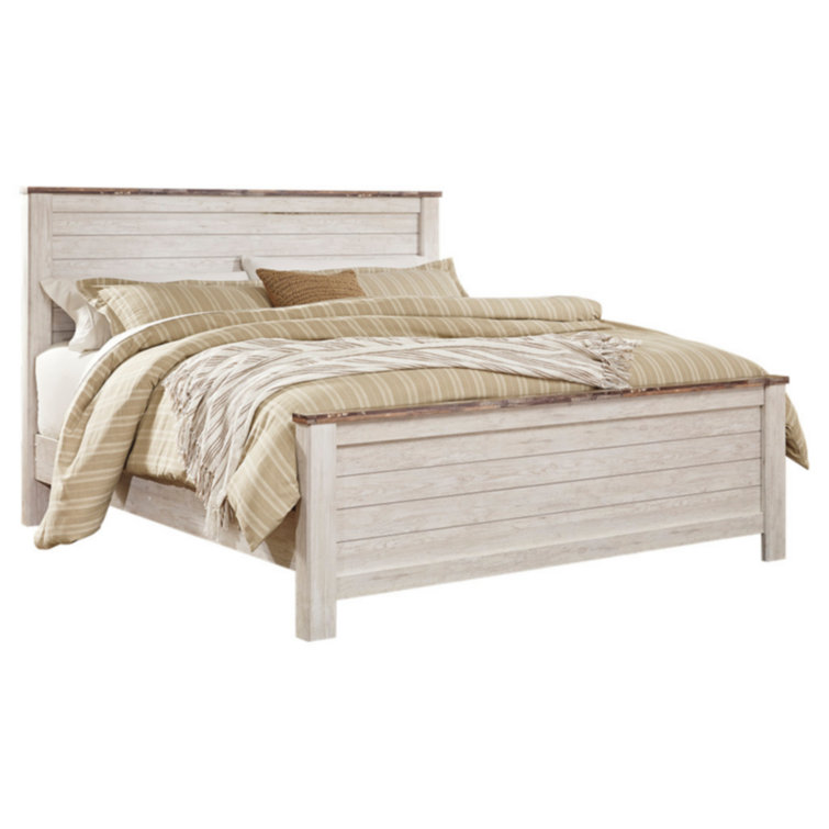 Willowton Whitewashed Wood California King Panel Bed