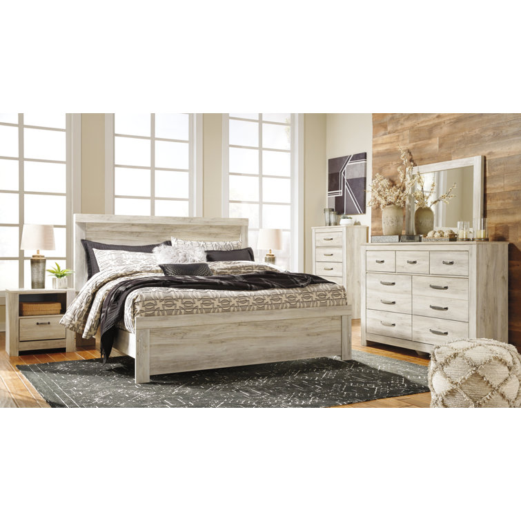 Bellaby Whitewash King Wood Frame Bed with Drawers