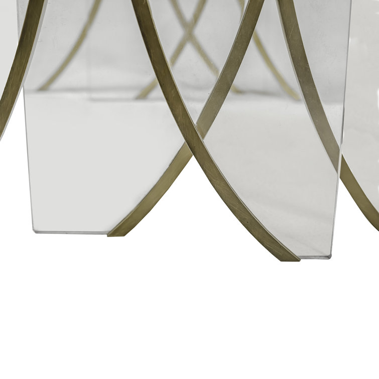 Antique Brass Trimmed Clear Acrylic Nesting Tables Set