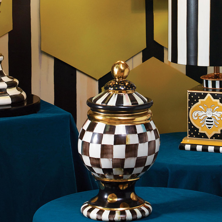 Courtly Check 96oz Handcrafted Ceramic Globe Canister