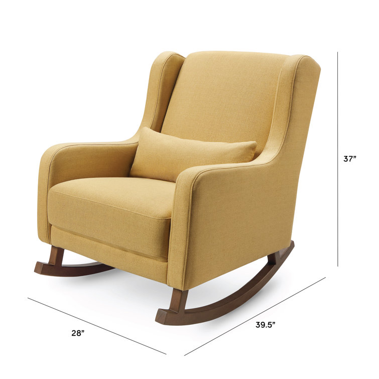 Mid-Century Dijon Eco-Twill Rocking Chair with Dark Legs