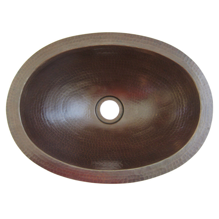Antique Hammered Copper Oval Undermount Bathroom Sink