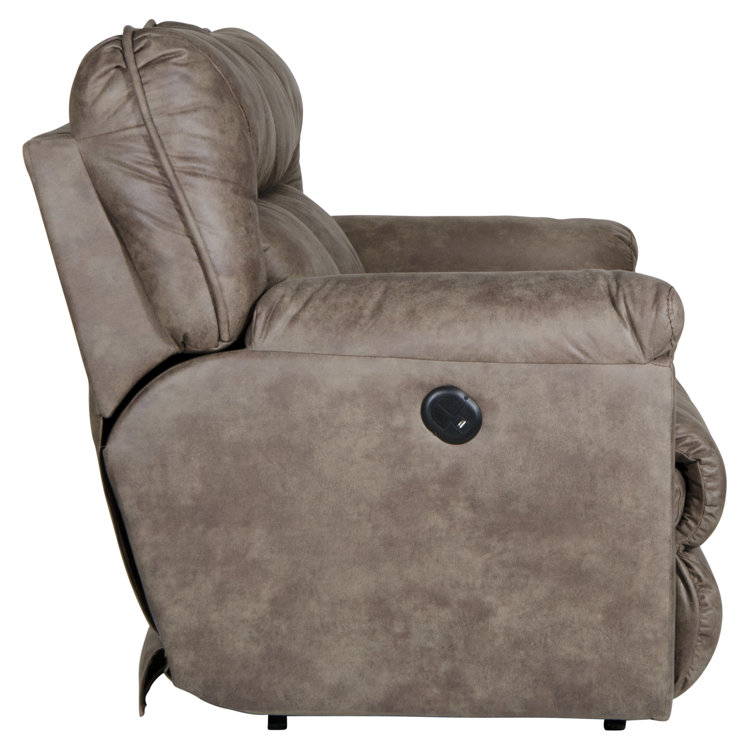 70" Brown Faux Leather Power Reclining Loveseat