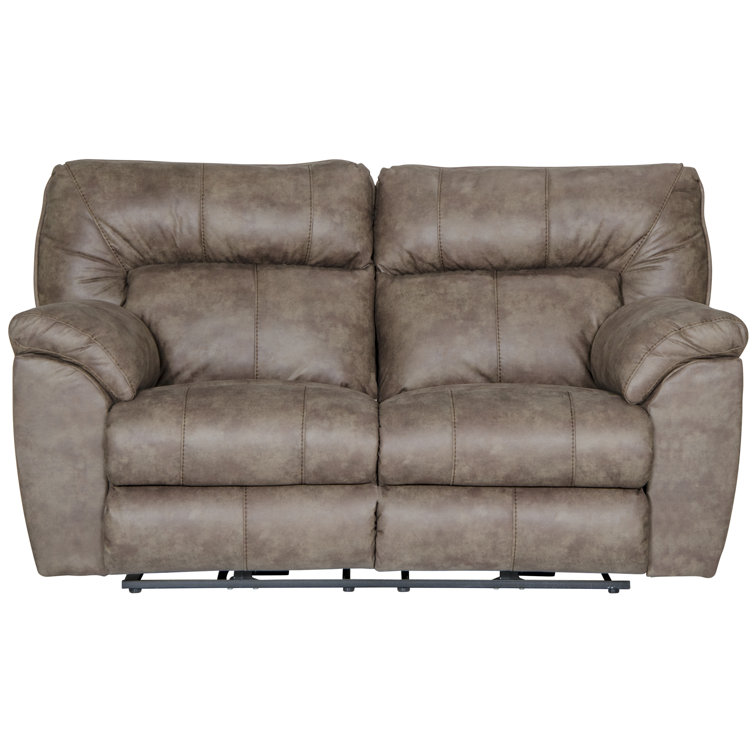 70" Brown Faux Leather Power Reclining Loveseat