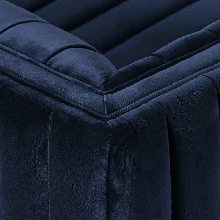 Sapphire Navy Tufted Velvet Stationary Sofa