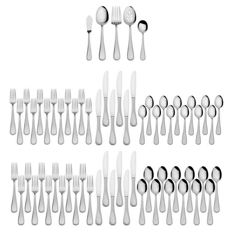 Bravo 65-Piece Stainless Steel Flatware Set with Facets