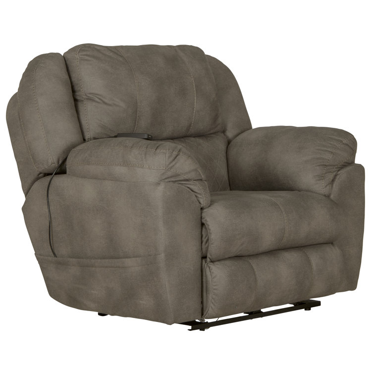 Contemporary Gray 51.5" Massage Recliner with Heat & USB Port