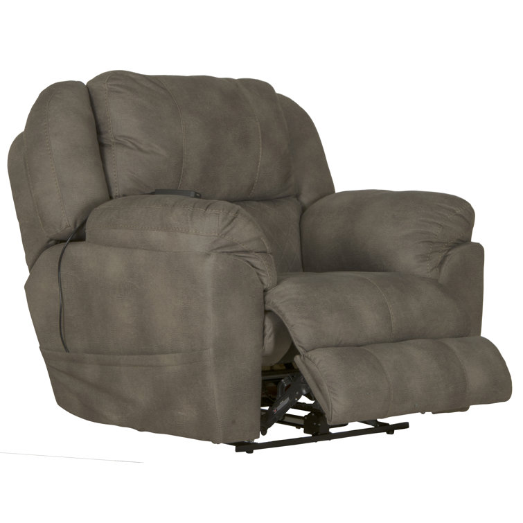 Contemporary Gray 51.5" Massage Recliner with Heat & USB Port