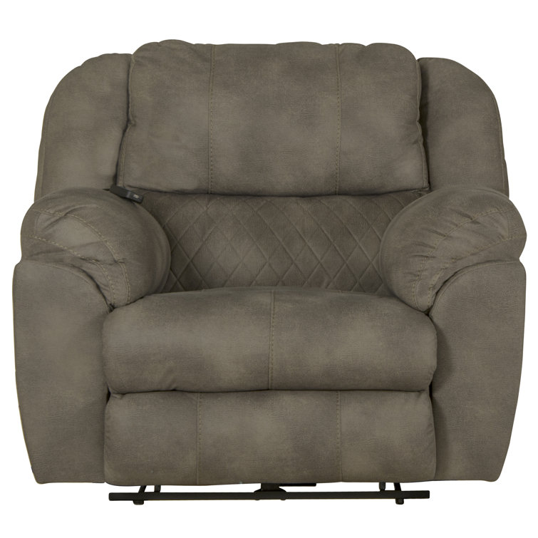 Contemporary Gray 51.5" Massage Recliner with Heat & USB Port