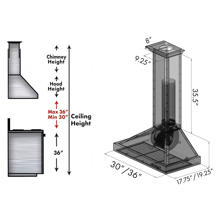 30" Oil-Rubbed Bronze and Copper Wall Mount Range Hood