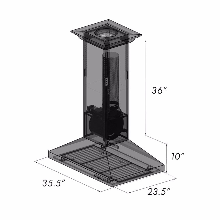 36" Copper Convertible Island Range Hood with Charcoal Filter