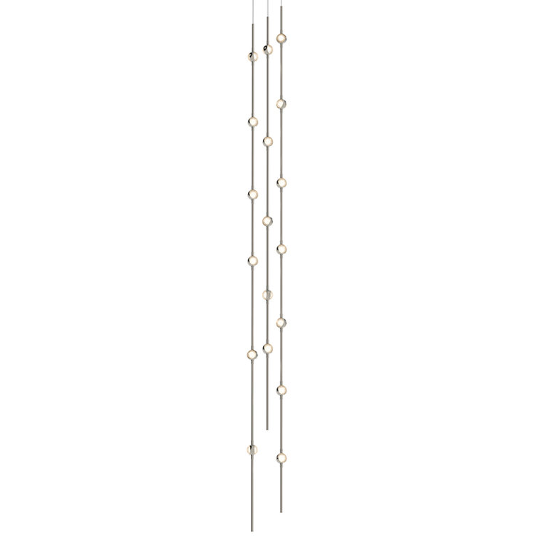 Andromeda Satin Nickel & Crystal LED Tall Pendant Light