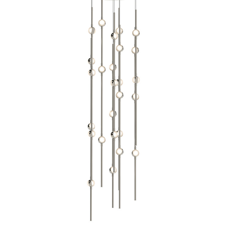 Constellation Andromeda Satin Nickel 40" LED Pendant with Crystal Lens