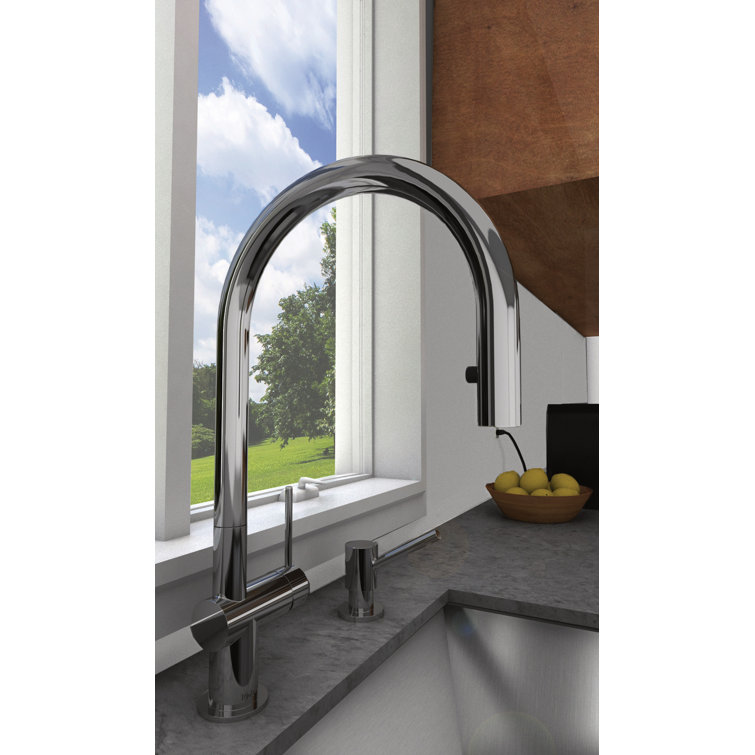 Chrome Modern Pull-Down Kitchen Faucet with Brass Handle