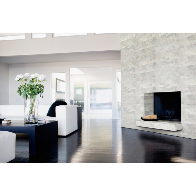 Cosmic White 6'' x 24'' Stacked Natural Stone Ledger Panel Wall Tile