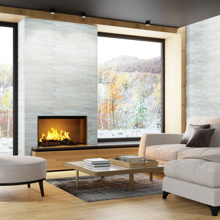 Cosmic White 6'' x 24'' Stacked Natural Stone Ledger Panel Wall Tile