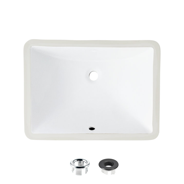 Elegant White 18" Rectangular Ceramic Undermount Bathroom Sink
